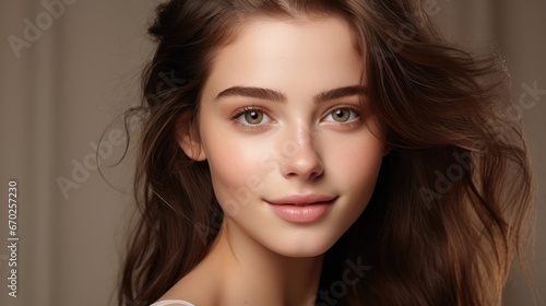  Beautiful, healthy and smooth skin woman face. smooth and healthy face for skincare cosmetics advertising or beauty product.