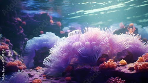 An otherworldly Amethyst Anemone garden on the ocean floor, teeming with vibrant colors. © Anmol