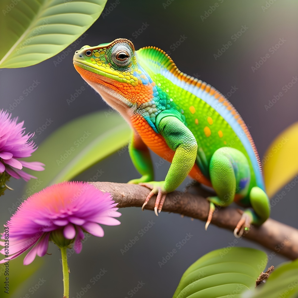 Fototapeta premium chameleon on a branch