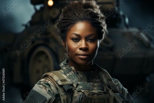 Woman professional soldier. Top professions concept. Portrait with selective focus and copy space © top images