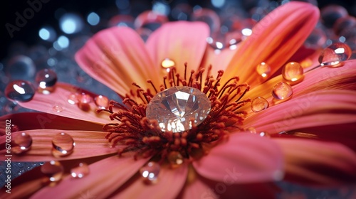 An ultra HD 8K close-up of a single Gemstone Gerbera petal  highlighting its unique gemstone-like characteristics.