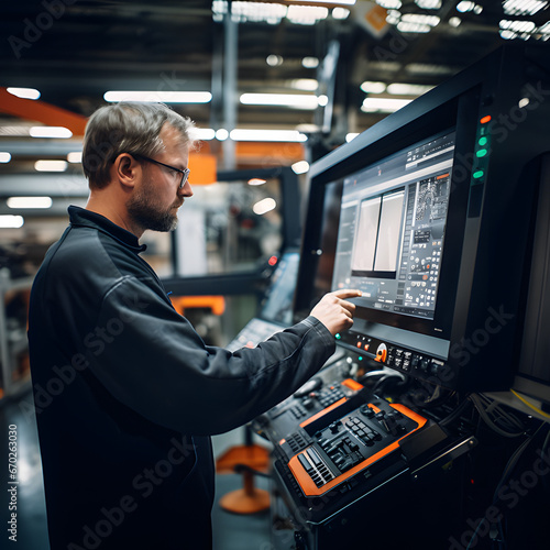 Modern Industry: A Skilled Worker Overseeing Advanced Software in an Industrial Setting.