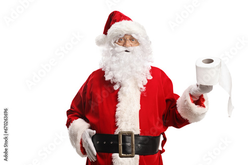 Santa claus holding a toilet paper roll