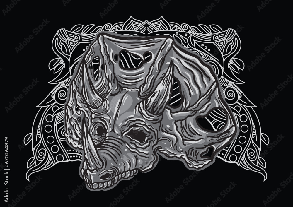 Aggressive demon beast head in monochromatic style vector illustration
