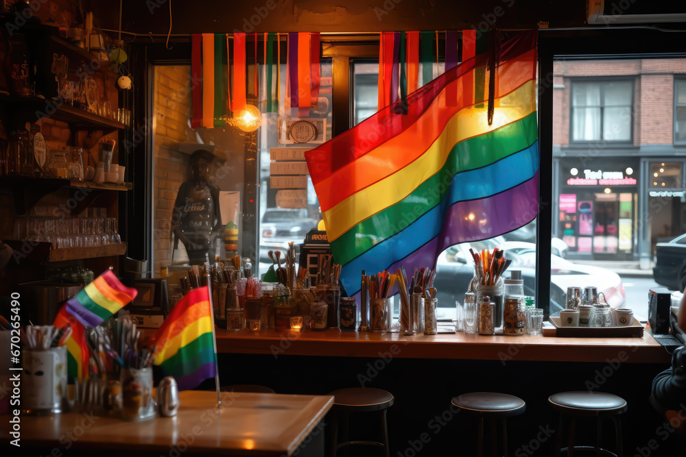 Fototapeta premium Support LGBTQ in a coffee shop rights embrace diversity