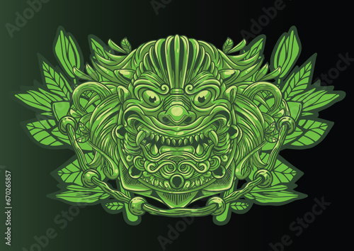 Aggressive wild demon beast head in colorful style vector illustration