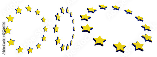 EU Europe  european stars yellow and blue 3d-illustration isolated