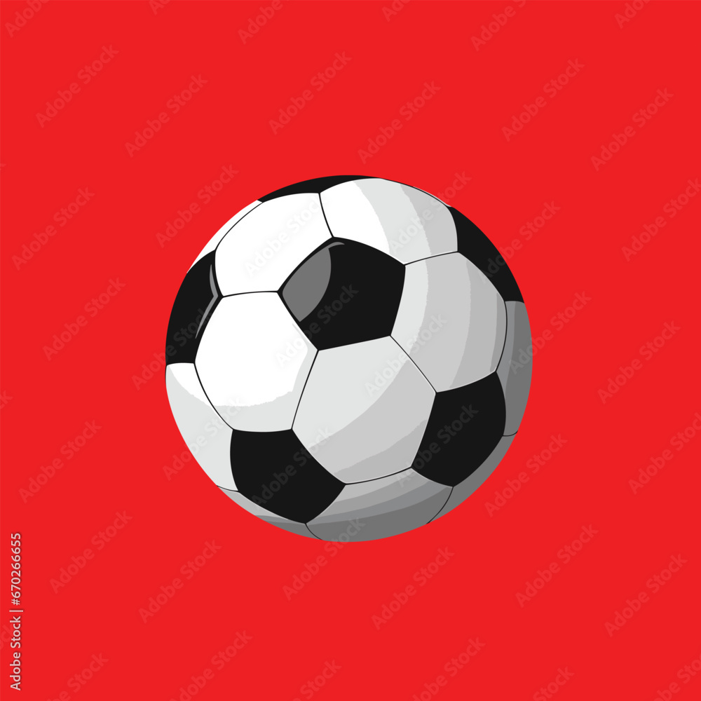 Soccer ball icon in flat style, football, vector illustration isolated on red background Soccer ball icon in flat style, football, vector illustration isolated on red background