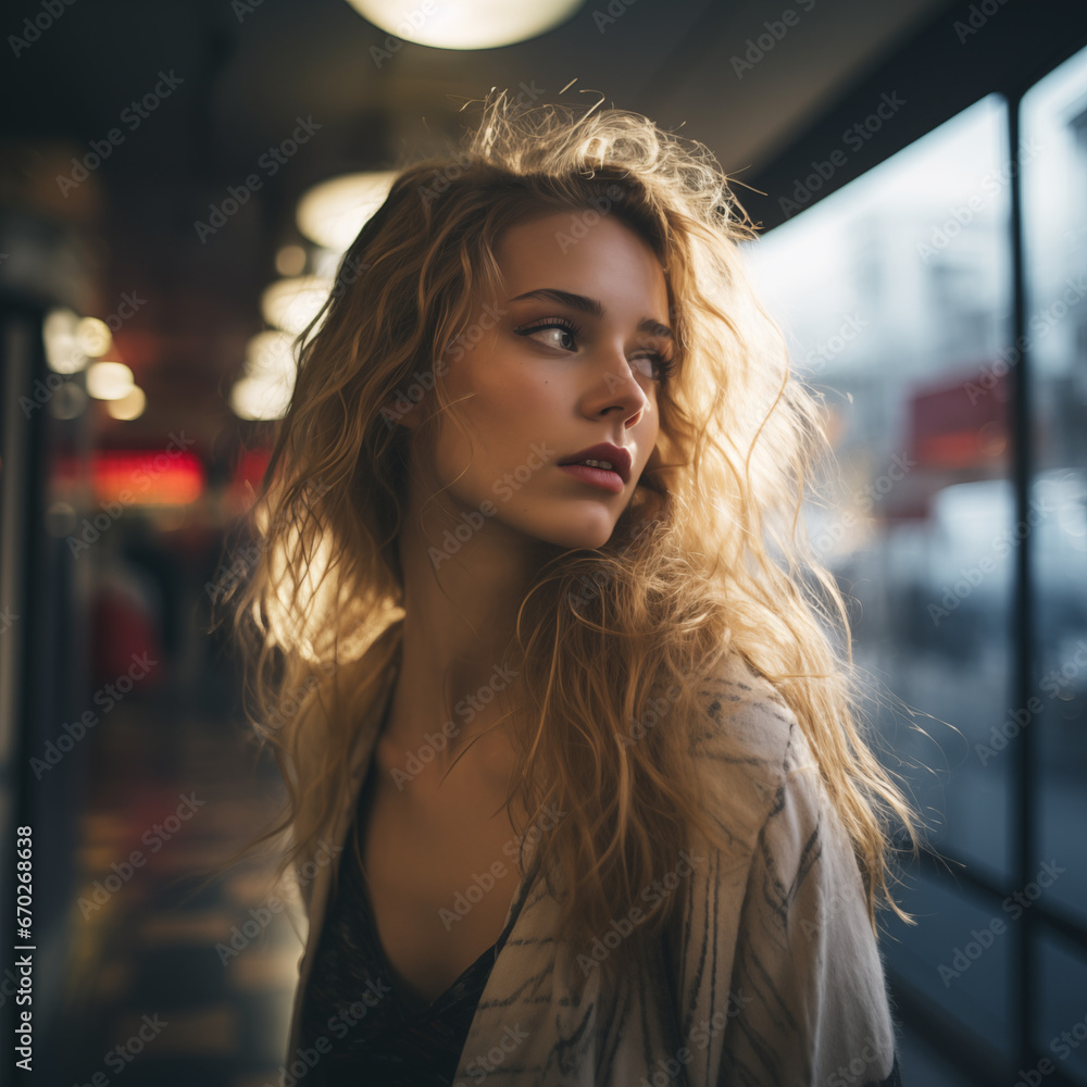 portrait of a woman in public transportation portrait of a woman in public transportation