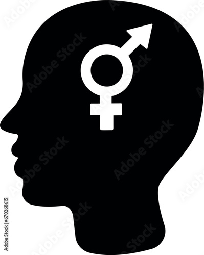 Figure of a person transsexual illustration icon simple 2D black and white - graphic resource