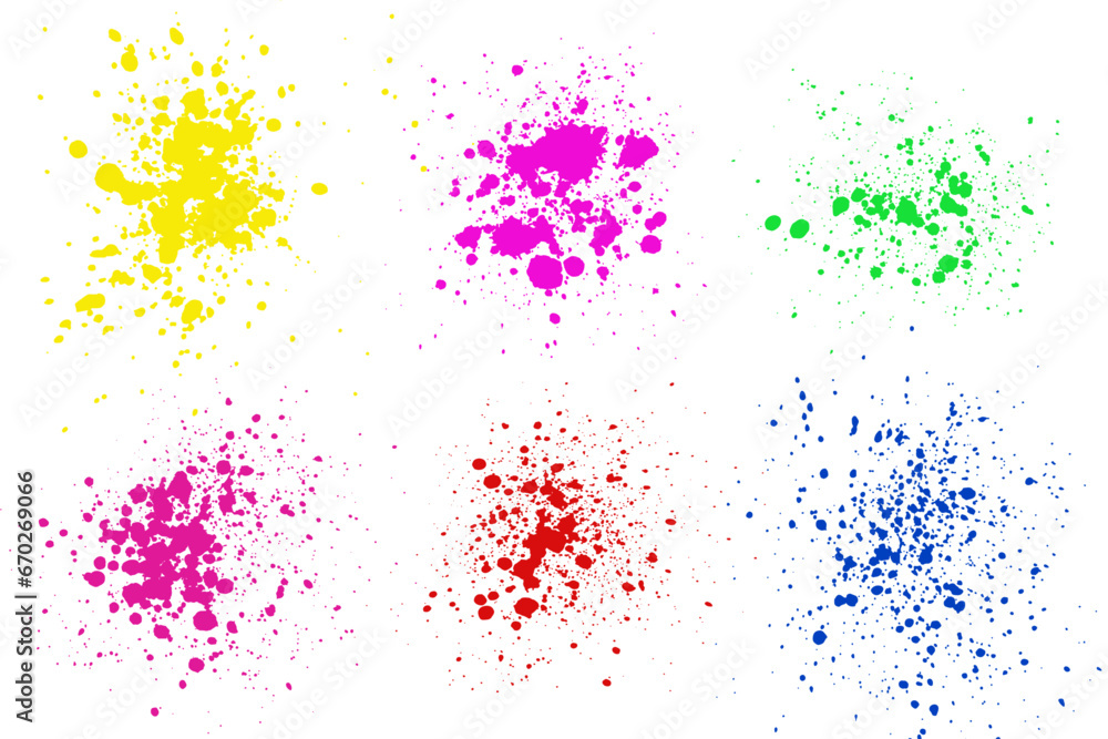 colorful ink set, splash splatter abstract shape vector