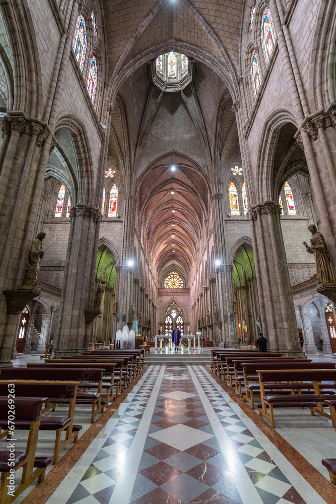 Interior of Basilica of the National Vow.  Quito, Ecuador.