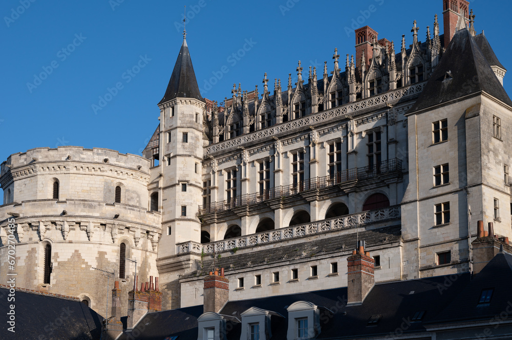 Walking in Amboise medieval town with royal castle located on Loire river, France