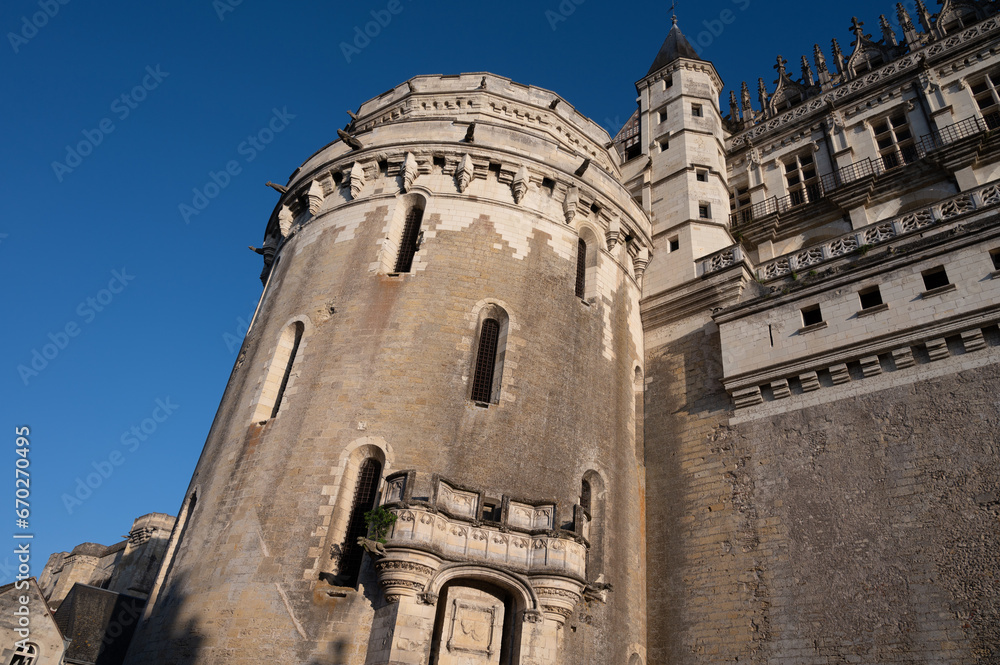 Walking in Amboise medieval town with royal castle located on Loire river, France
