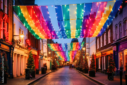 Support LGBTQ in Christmas street rights embrace diversity photo