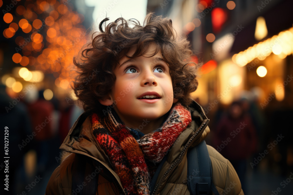 A boy looking at a busy street with sensory sensitivities, portraying the challenges of sensory processing disorders. Concept of sensory sensitivities in children. Generative Ai. A boy looking at a busy street with sensory sensitivities, portraying the challenges of sensory processing disorders. Concept of sensory sensitivities in children. Generative Ai.