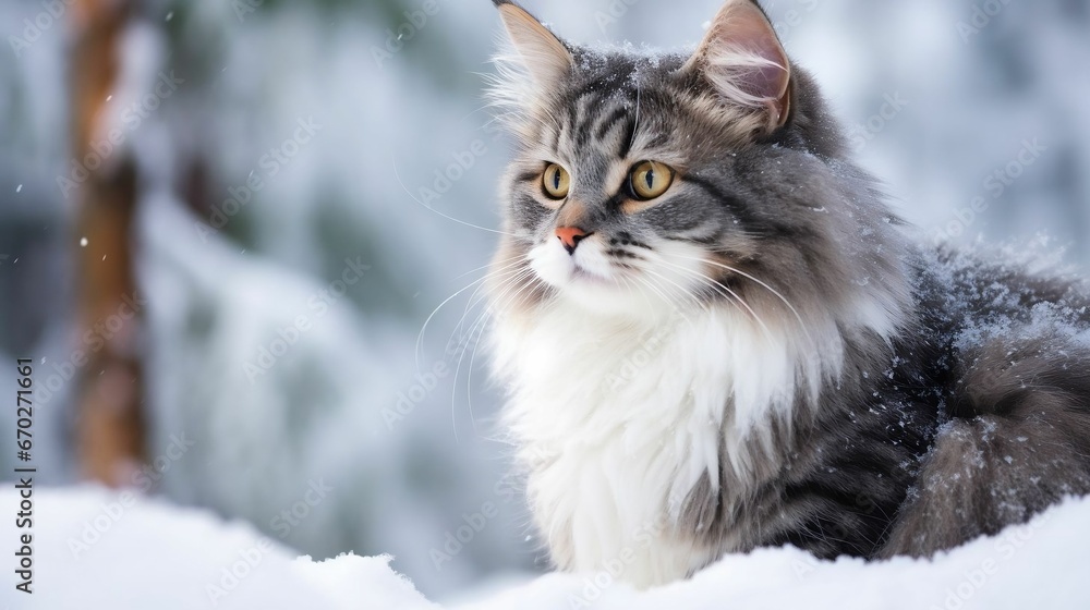 A curious cat with a snowy whisker beard
