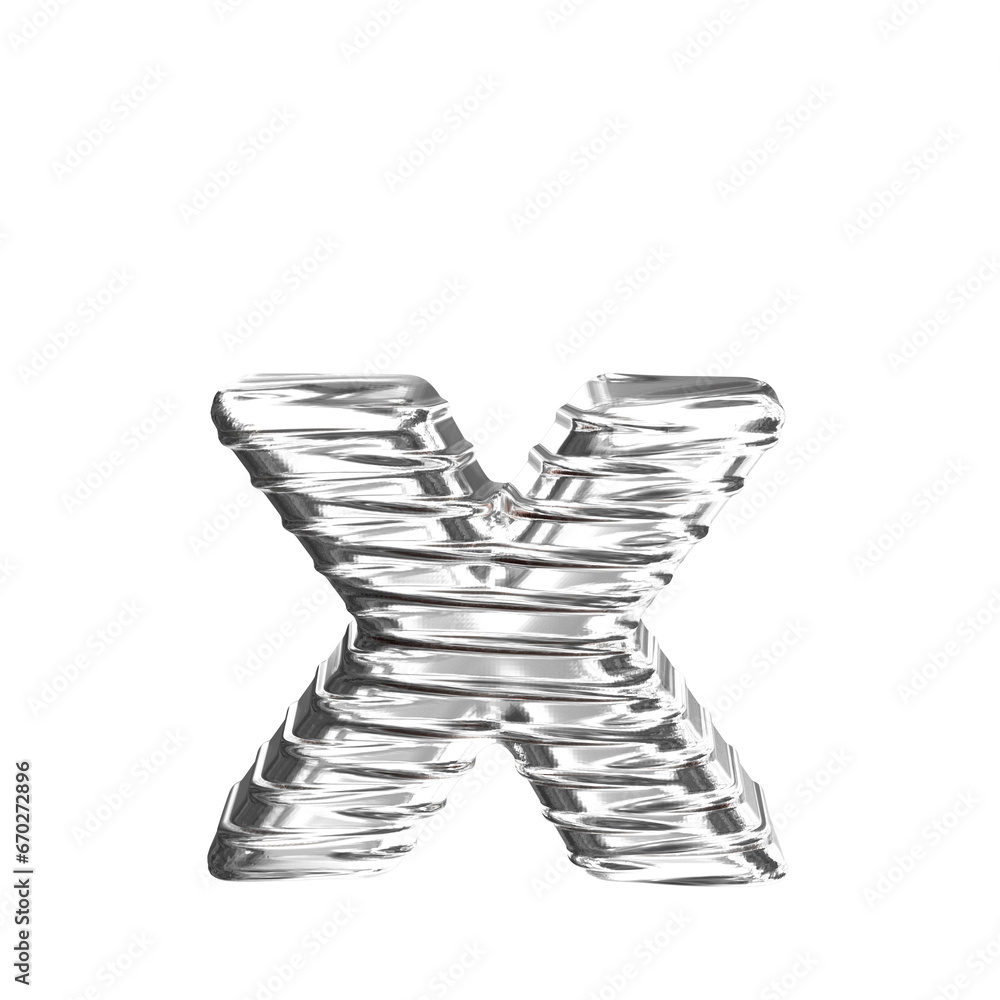 Silver symbol with ribbed horizontal. letter x