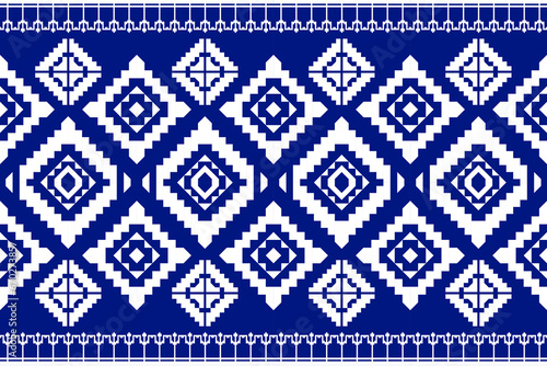 blue Ikat ethnic textile seamless pattern design, tribal boho traditional embroidery on a vector background, and Aztec fabric carpet with mandala ornaments, all rich in cultural and artistic heritage.