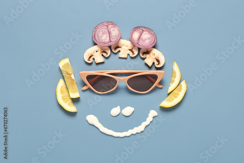 Funny face made of vegetabl...