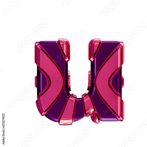 Black symbol with pink vertical straps. letter u