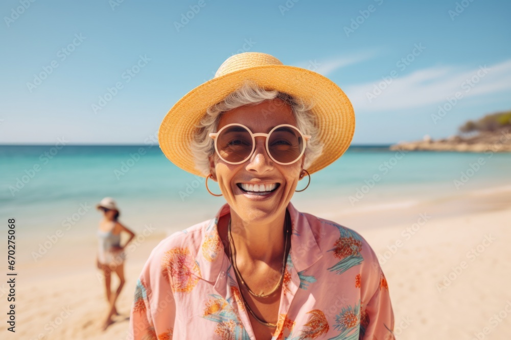 adult pretty woman happy expression summer holidays and beach concept. ai generated