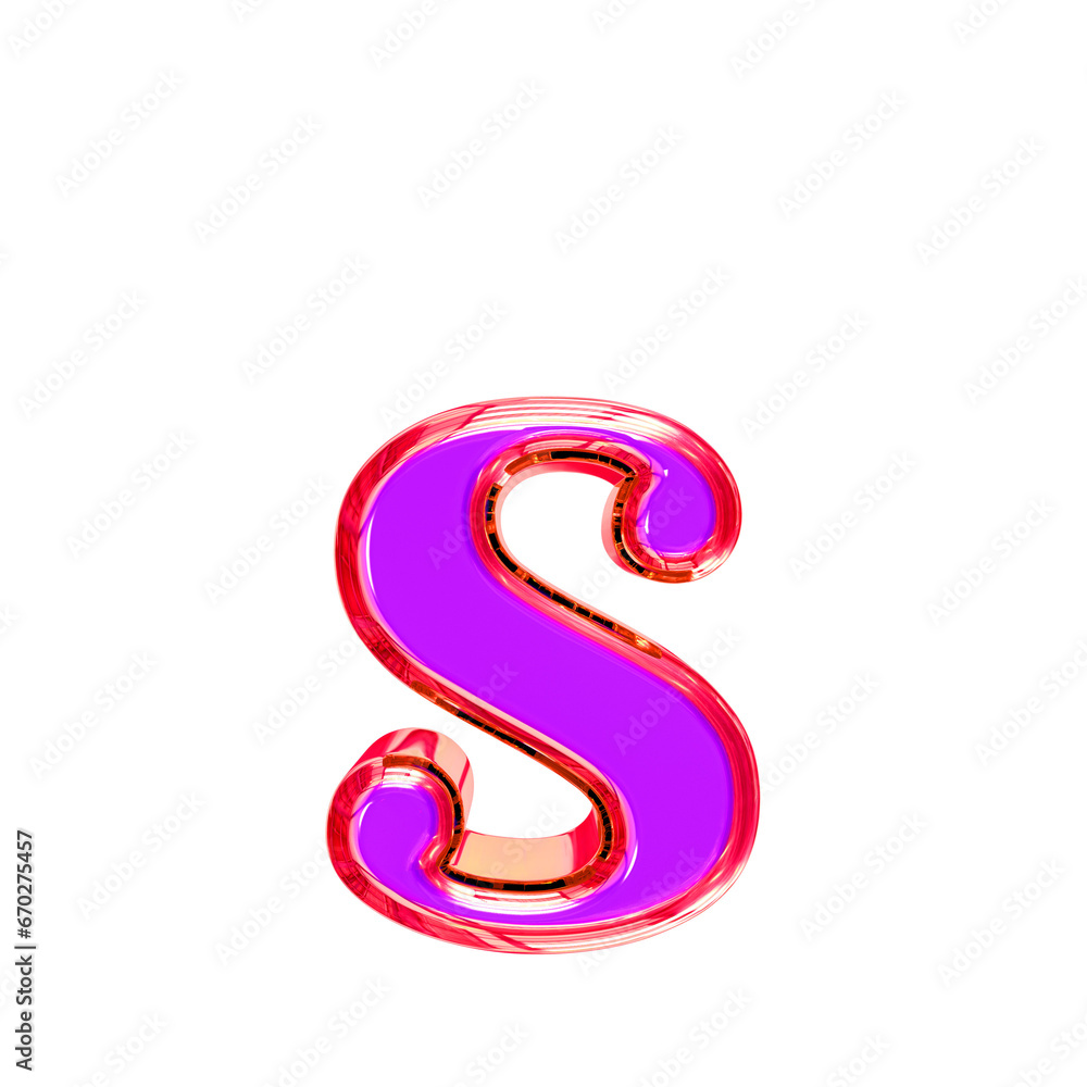 Purple symbol in a pink frame. letter s