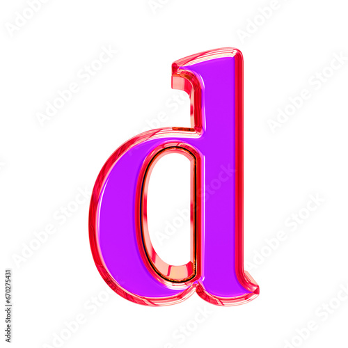 Purple symbol in a pink frame. letter d