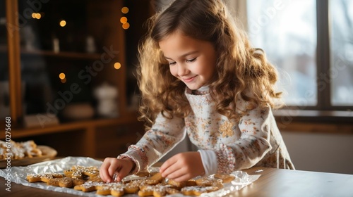 A child s delight as they decorate holiday cookies 