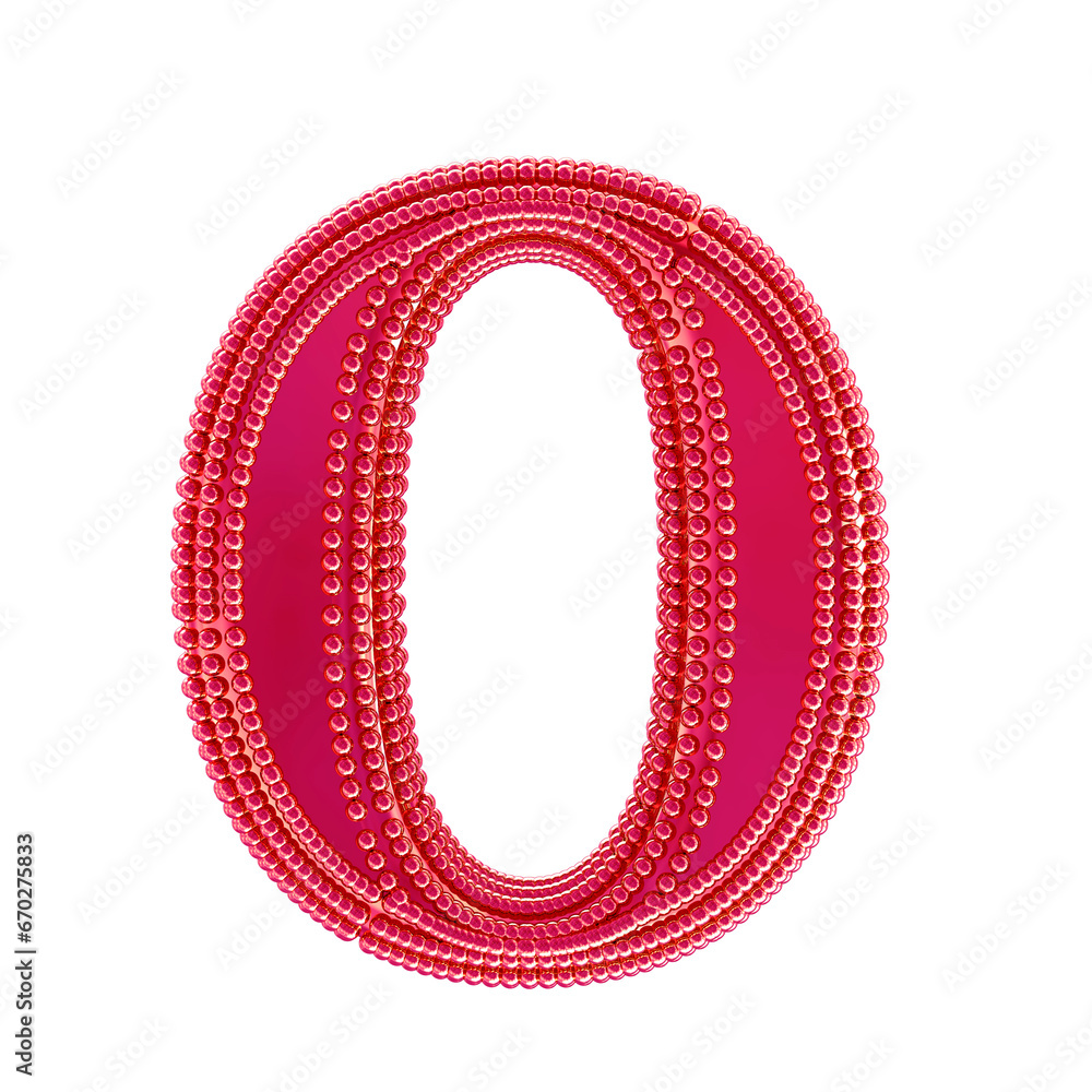Small spheres on the pink symbol. letter o Small spheres on the pink symbol. letter o