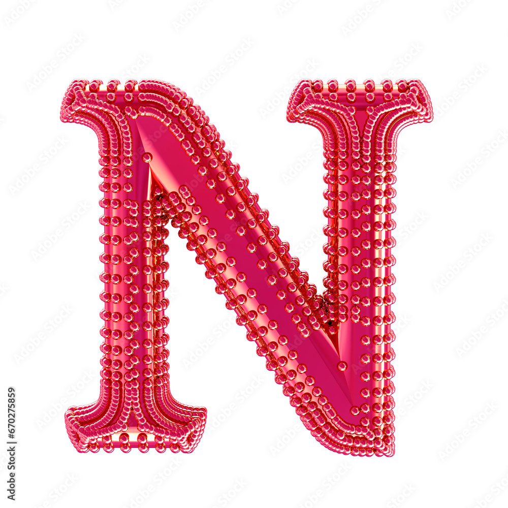 Small spheres on the pink symbol. letter n Small spheres on the pink symbol. letter n