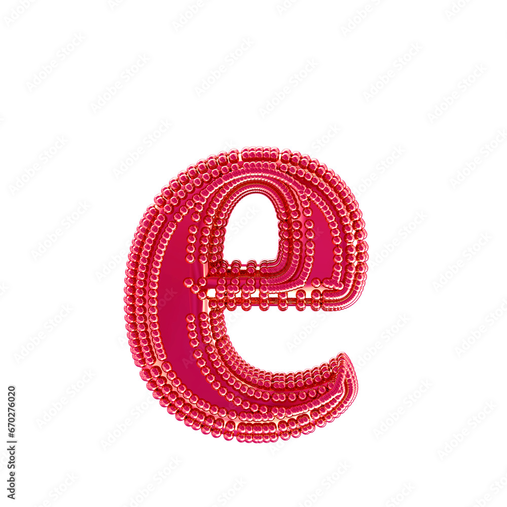 Small spheres on the pink symbol. letter e Small spheres on the pink symbol. letter e