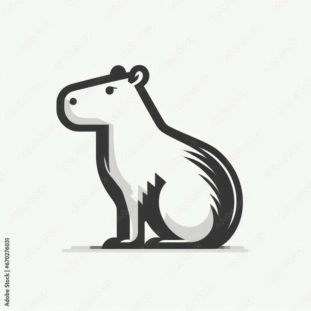 Fototapeta premium Images of capybaras, minimalist logos and illustrations of capybaras for stikers, advertisements, printed polo shirts, posing capybaras