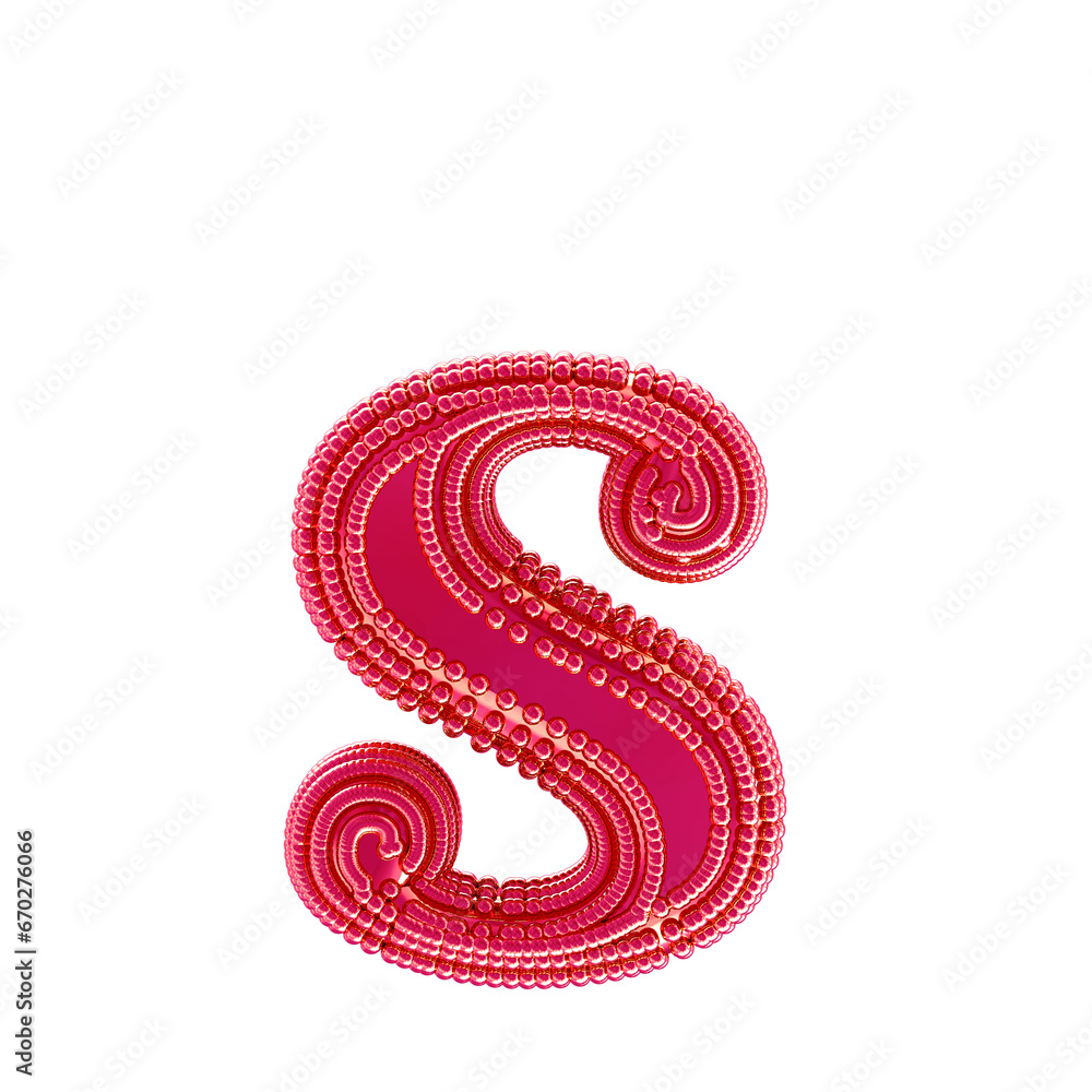 Small spheres on the pink symbol. letter s Small spheres on the pink symbol. letter s