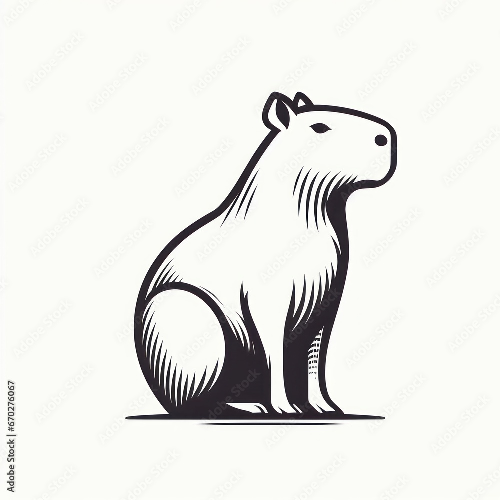 Fototapeta premium Images of capybaras, minimalist logos and illustrations of capybaras for stikers, advertisements, printed polo shirts, posing capybaras