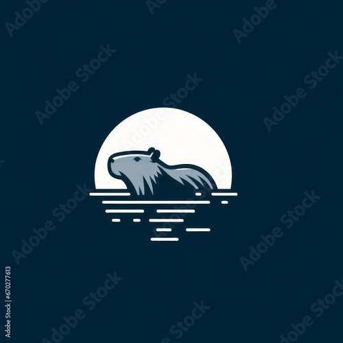 Images of capybaras, minimalist logos and illustrations of capybaras for stikers, advertisements, printed polo shirts, posing capybaras photo