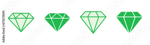 Diamond icon set. diamond gems vector icon.