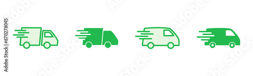 Fast shipping delivery truck icon set. Delivery truck icon. fast delivery icon