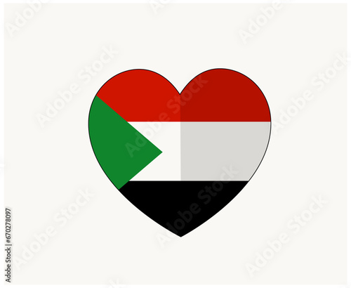 Sudan Flag Heart Emblem Africa country Icon Vector Illustration Abstract Design Element