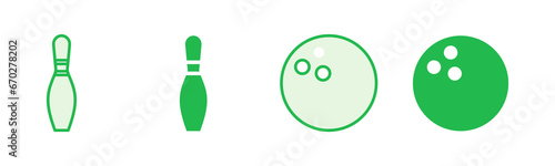 Bowling icon set. bowling ball and pin icon. bowling pins