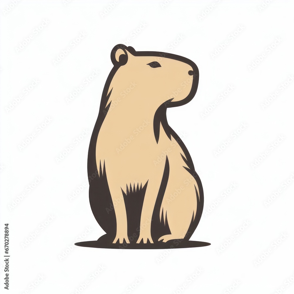 Obraz premium Images of capybaras, minimalist logos and illustrations of capybaras for stikers, advertisements, printed polo shirts, posing capybaras