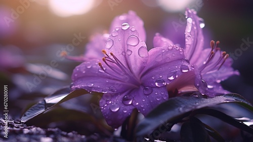 purple flower with drops