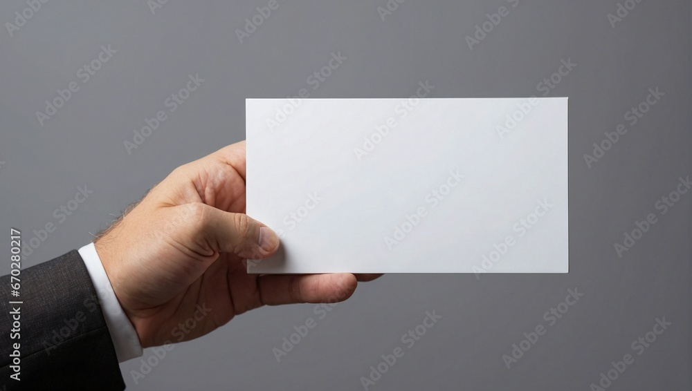 Businessman Holding Blank Advertising Card - Mock-up Businessman Holding Blank Advertising Card - Mock-up