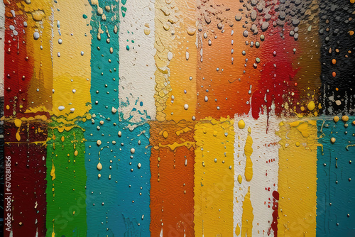 Detailed view of a vibrant and textured abstract painting, featuring bold oil brushstrokes and palette knife techniques on canvas - An artistic backdrop illustration