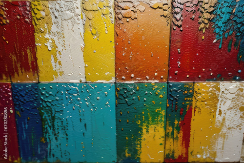 Detailed view of a vibrant and textured abstract painting, featuring bold oil brushstrokes and palette knife techniques on canvas - An artistic backdrop illustration