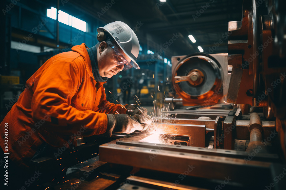 Skilled machinery operator in steel production. generative ai Skilled machinery operator in steel production. generative ai