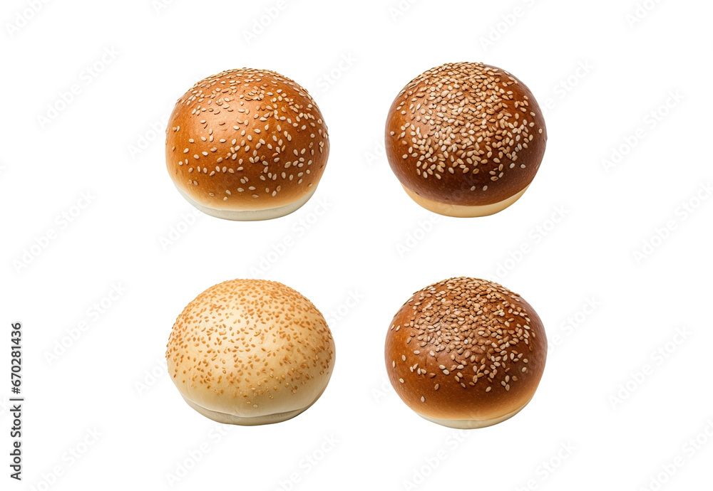 Set_round_burger_bun_with_sesame_seeds_isolated