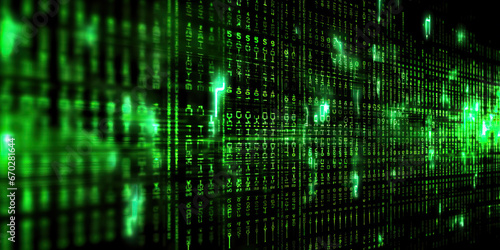 Digital Matrix: A Vibrant Blend of Green and Black with Binary Code