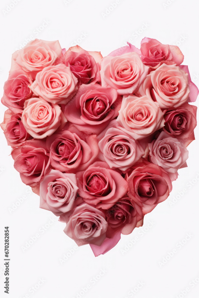 red heart made of roses on a white background. valentine's day, mother's day concept. , love, flowers and congratulations red heart made of roses on a white background. valentine's day, mother's day concept. , love, flowers and congratulations