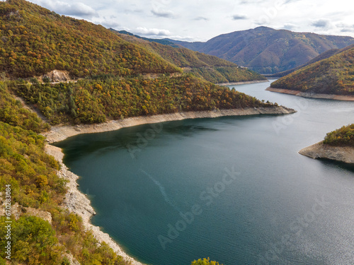 Aerial view of Vacha Reservoir, Rhodope Mountains, Bulgaria © Stoyan Haytov